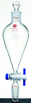 Synthware&#8482; Squibb-style separatory funnel with standard taper joints, PTFE stopcock and PTFE stopper 250 mL, joint: ST/NS 14/20, PTFE stopcock and glass stopper