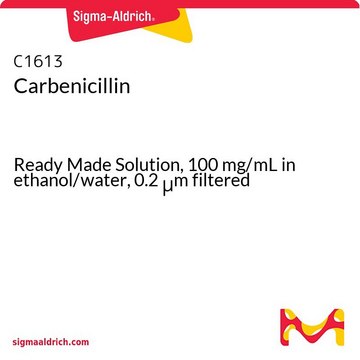 Carbenicillin Ready Made Solution, 100&#160;mg/mL in ethanol/water, 0.2 &#956;m filtered