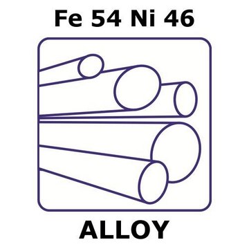 Iron/nickel rod, Fe 54%/Ni 46%, 8.2&#160;mm diameter, length 200 mm, temper as drawn