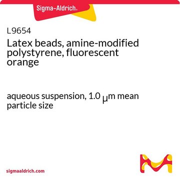 乳胶珠，胺改性聚苯乙烯，荧光橙 aqueous suspension, 1.0&#160;&#956;m mean particle size