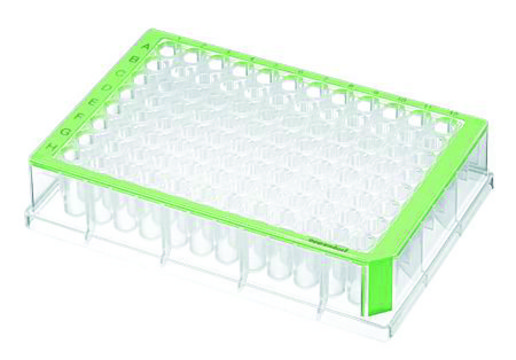 Eppendorf&#174; Deepwell Plate 96/500&#956;L sterile, volume 500&#160;&#956;L, green border with clear wells, pkg of 40&#160;plates (5 bags x 8 plates)