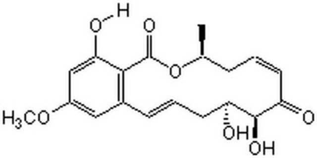 (5Z)-7-Oxozeaenol, Curvularia sp. (5Z)-7-Oxozeaenol, CAS 66018-38-0, is a cell-permeable, highly potent, selective, irreversible, and ATP-competitive inhibitor of MAPKKK TAK1 activity (IC&#8325;&#8320; = 8 nM).