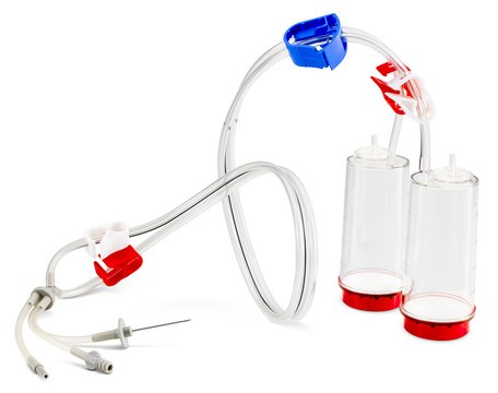 Steritest&#174; NEO过滤套筒 For medical devices and collapsible bags. Red base canister provided with 3 needle adapters to connect to a variety of test devices.