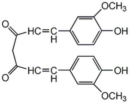 Curcumin, Curcuma longa L. A cell-permeable and irreversible antitumor and anti-inflammatory agent that acts as an inhibitor of 5-lipoxygenase (IC&#8325;&#8320; = 8 &#181;M) and cyclooxygenase (IC&#8325;&#8320; = 52 &#181;M).