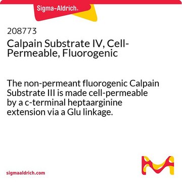 Calpain Substrate IV, Cell-Permeable, Fluorogenic The non-permeant fluorogenic Calpain Substrate III is made cell-permeable by a c-terminal heptaarginine extension via a Glu linkage.