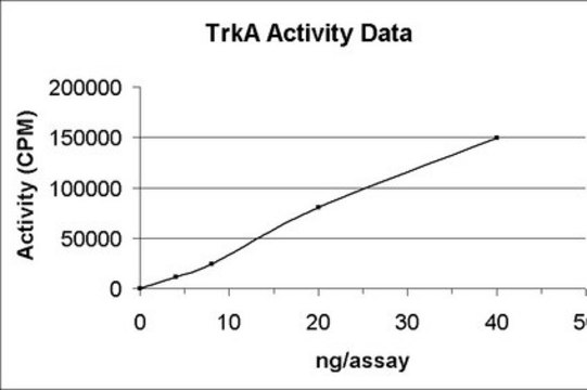 TrkA Protein, active, 10 &#181;g Active, N-terminal His6-tagged recombinant human TrkA, residues 440-end, for use in Kinase Assays.