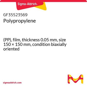 Polypropylene (PP), film, thickness 0.05&#160;mm, size 150 × 150&#160;mm, condition biaxially oriented