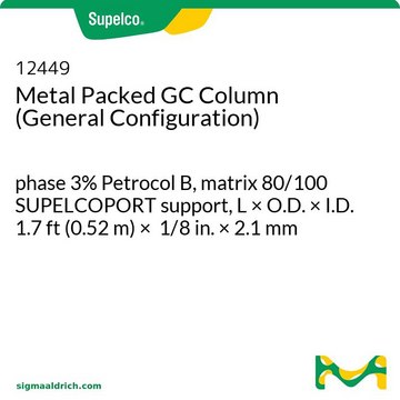 金属填充GC色谱柱（常规配置） phase 3% Petrocol B, matrix 80/100 SUPELCOPORT support, L × O.D. × I.D. 1.7&#160;ft (0.52&#160;m) × 1/8&#160;in. × 2.1&#160;mm