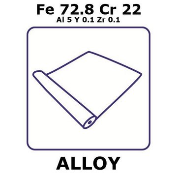 Fecralloy - Iron-Chromium, Fe72.8Cr22Al5Y0.1Zr0.1 foil, 1m coil, 20mm coil width, 0.1mm thickness, as rolled