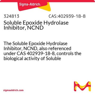 Soluble Epoxide Hydrolase Inhibitor, NCND The Soluble Epoxide Hydrolase Inhibitor, NCND, also referenced under CAS 402939-18-8, controls the biological activity of Soluble Epoxide Hydrolase.