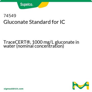 葡萄糖酸标准液，用于离子色谱分析 TraceCERT&#174;, 1000&#160;mg/L gluconate in water (nominal concentration)