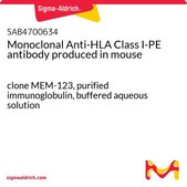 Monoclonal Anti-HLA Class I-PE antibody produced in mouse clone MEM-123, purified immunoglobulin, buffered aqueous solution