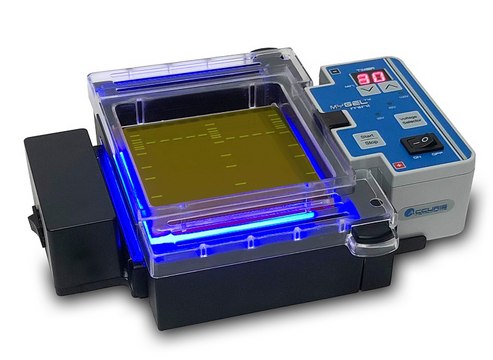 Benchmark myGel InstaView Complete Electrophoresis System with Blue LED Illuminator AC/DC input 115 V