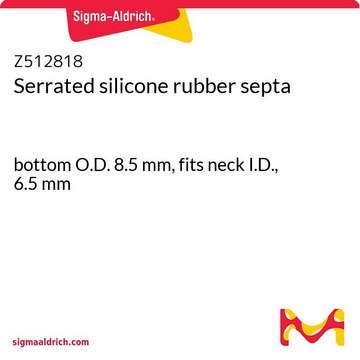 Serrated silicone rubber septa bottom O.D. 8.5&#160;mm, fits neck I.D., 6.5&#160;mm