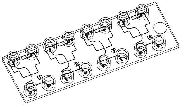 Droplet generator chip - Four elements per chip design Fluidic 537, PC