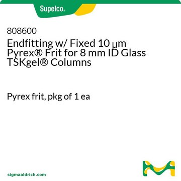 Endfitting w/ Fixed 10 &#956;m Pyrex&#174; Frit for 8 mm ID Glass TSKgel&#174; Columns Pyrex frit, pkg of 1&#160;ea