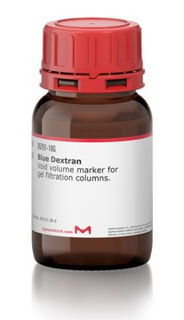 Blue Dextran Void volume marker for gel filtration columns.