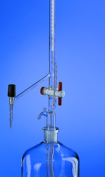 BRAND&#174; BLAUBRAND&#174; automatic burette, Pellet pattern volume 25&#160;mL, accuracy: ±0.030&#160;mL, clear borosilicate glass 3.3 (Schellbach lateral stopcock glass key, grad. in blue)