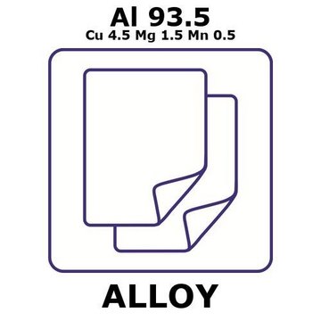 Aluminium alloy 2024 foil, Al 93.5%/Cu 4.5%/Mg 1.5%/Mn 0.5%, thickness 2.5&#160;mm, size 150 × 150&#160;mm, temper t3