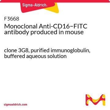 Monoclonal Anti-CD16&#8722;FITC antibody produced in mouse clone 3G8, purified immunoglobulin, buffered aqueous solution