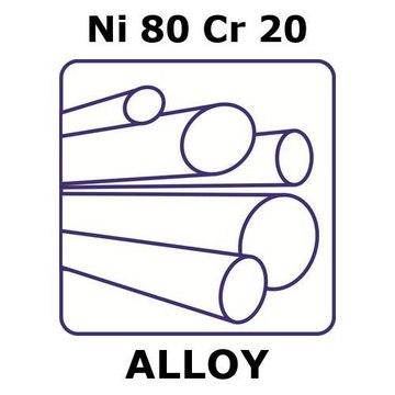 Nickel-chromium alloy, Ni80Cr20 100mm rod, 9.0mm diameter