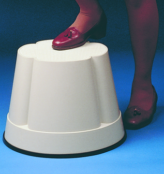 Step stool free-floating action makes it easy to push in any direction