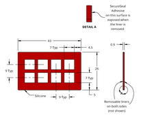 Grace Bio-Labs Press-To-Seal silicone isolator, PSA one side wells, 8 (Square, 7mm x 7mm x 0.9mm depth), (Adhesive on one side)