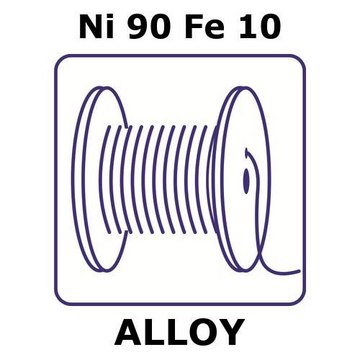 Nickel/Iron wire, Ni 90%/Fe 10%, 0.5&#160;mm diameter, length 0.2 m, temper as drawn