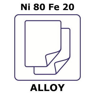 Nickel-iron alloy, Ni80Fe20 foil, 50 x 50mm, 3.0mm thickness, as rolled