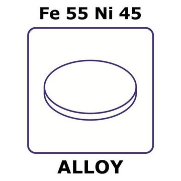 Iron-Nickel alloy, Fe55Ni45 foil, 10mm disks, 0.1mm thickness