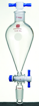 Synthware&#8482; Squibb-style separatory funnel with standard taper joints, PTFE stopcock and PTFE stopper 10 mL, joint: ST/NS 14/20, PTFE stopcock and glass stopper