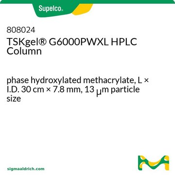 TSKgel&#174; G6000PWXL HPLC Column phase hydroxylated methacrylate, L × I.D. 30&#160;cm × 7.8&#160;mm, 13&#160;&#956;m particle size