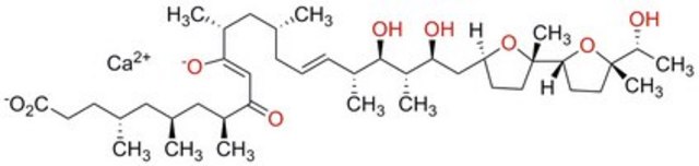 离子霉素钙盐，来源于链霉菌，溶液 Useful in cell activation experiments when calcium dose-response data are not required. The solid form of this compound is also available.