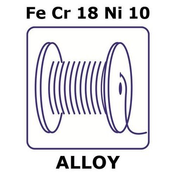 Stainless steel - AISI 304l wire, Fe/Cr18%/Ni10%, length 200 m, 0.5&#160;mm diameter, temper hard