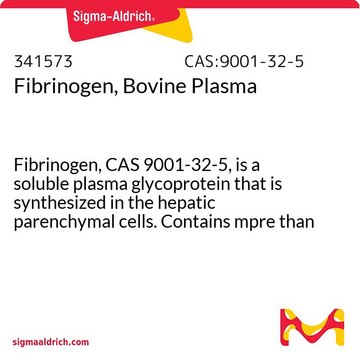 Fibrinogen, Bovine Plasma Fibrinogen, CAS 9001-32-5, is a soluble plasma glycoprotein that is synthesized in the hepatic parenchymal cells. Contains mpre than 95% clottable protein.