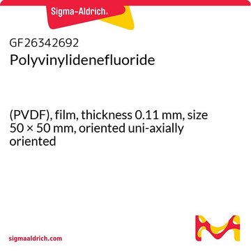 Polyvinylidenefluoride (PVDF), film, thickness 0.11&#160;mm, size 50 × 50&#160;mm, oriented uni-axially oriented