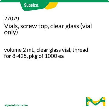 小瓶，螺旋盖，透明玻璃（仅小瓶） volume 2&#160;mL, clear glass vial, thread for 8-425, pkg of 1000&#160;ea