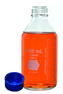 KIMBLE&#174; KIMAX&#174; Media bottle with cap, round transparent borosilicate glass bottle, bottle capacity (1,000&#160;mL), non-sterile