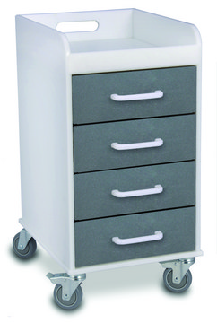 Compact 4 Drawer Locking Cart silver (drawers)