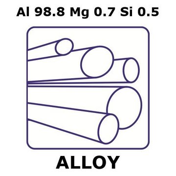 Aluminum/Magnesium/Silicon rod, Al98.8%/Mg 0.7%/Si 0.5%, 3.18&#160;mm diameter, length 500 mm, temper soft