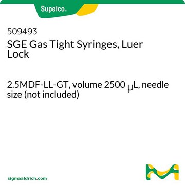 SGE Gas Tight Syringes, Luer Lock 2.5MDF-LL-GT, volume 2500&#160;&#956;L, needle size (not included)