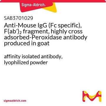 Anti-Mouse IgG (Fc specific), F(ab&#8242;)2 fragment, highly cross adsorbed-Peroxidase antibody produced in goat affinity isolated antibody, lyophilized powder