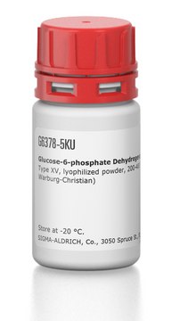 Glucose-6-phosphate Dehydrogenase from baker’s yeast (S.&#160;cerevisiae) Type XV, lyophilized powder, 200-400&#160;units/mg protein (modified Warburg-Christian)