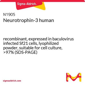 神经营养因子-3 人 recombinant, expressed in baculovirus infected Sf21 cells, lyophilized powder, suitable for cell culture, &gt;97% (SDS-PAGE)