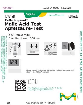 Malic Acid Test reflectometric, 5.0-60.0&#160;mg/L (malic acid), for use with REFLECTOQUANT&#174;