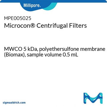 Microcon&#174; Centrifugal Filters MWCO 5&#160;kDa, polyethersulfone membrane (Biomax), sample volume 0.5 mL