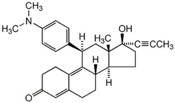 米非司酮 A cell-permeable synthetic steroid that acts as a potent antagonist of progesterone and glucocorticoid receptors.