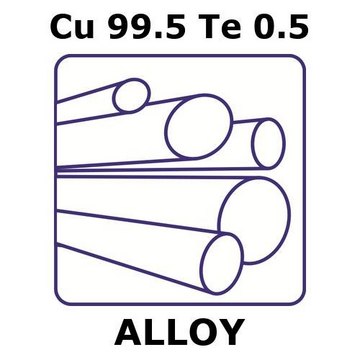 Copper-tellurium alloy, Cu99.5Te0.5 1000mm rod, 25mm diameter