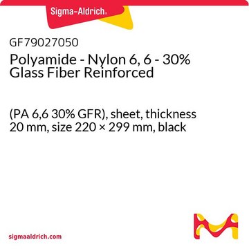 Polyamide - Nylon 6, 6 - 30% Glass Fiber Reinforced (PA 6,6 30% GFR), sheet, thickness 20&#160;mm, size 220 × 299&#160;mm, black