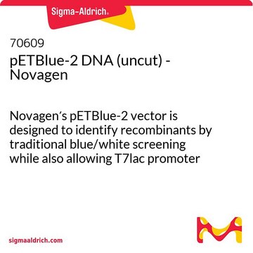 pETBlue-2 DNA (uncut) - Novagen Novagen&#8242;s pETBlue-2 vector is designed to identify recombinants by traditional blue/white screening while also allowing T7lac promoter based expression of target genes.